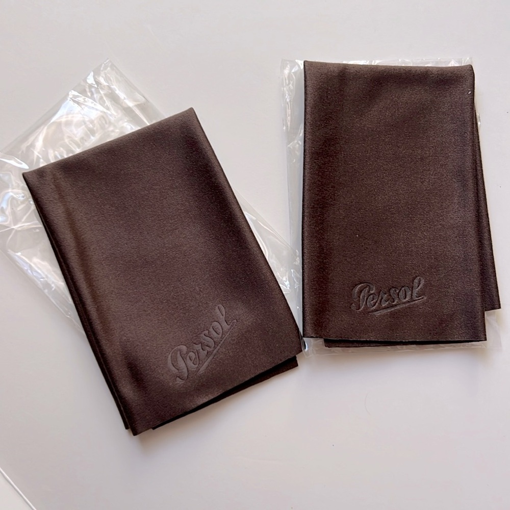 Two Persol microfiber cloths for glasses